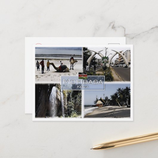 Mombasa – ケニア – モザイク –  ポストカード (正面/裏面インサイチュ)