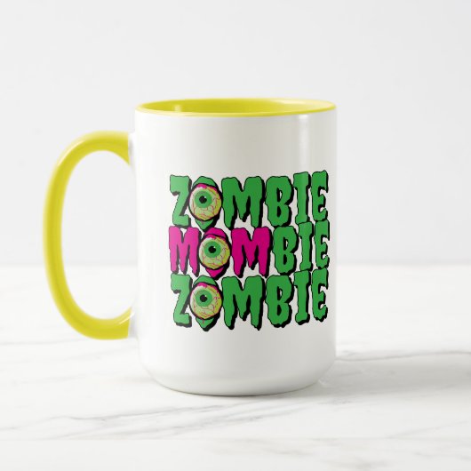 MOMbie Zombie Ghoulishly Fun Funny Halloween マグカップ (左)