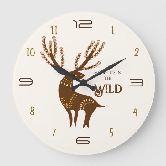 Moments in the Wild Deer Wall Clock ラージ壁時計 (正面)