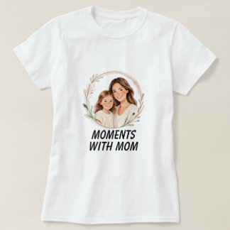 Moments With Mom ママと娘の花のポートレートT Tシャツ