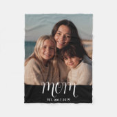 MomEstablished Black Modern Script Photo  フリースブランケット (正面)