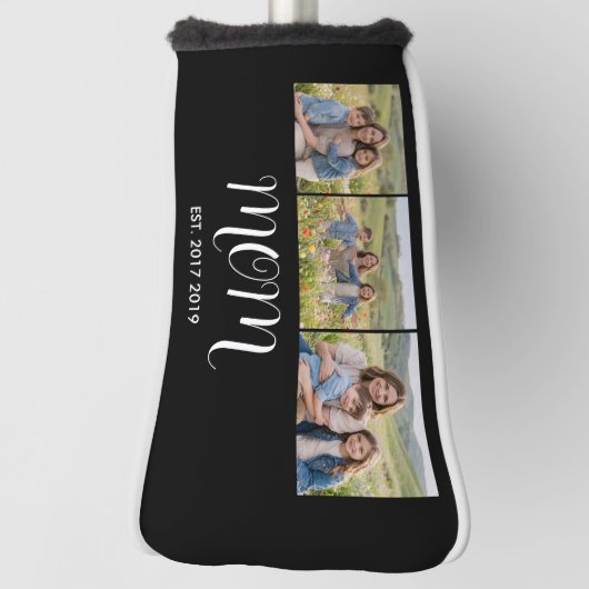 MomEstablished Modern Bold Script Black 3 Photo ゴルフヘッドカバー (回転90)