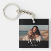 MomEstablishedBlack White Script Photo キーホルダー (正面)