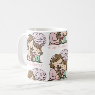 Momfulness かわいい母娘アイスクリームパターン コーヒーマグカップ