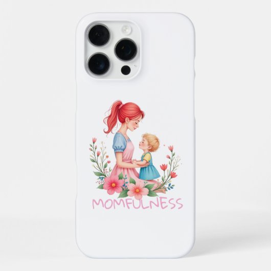 Momfulness 水彩アート マザーアンドチャイルド iPhoneケース (裏面)