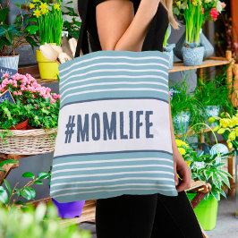 Momlifeターコイズと白 トートバッグ