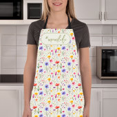 #MomLife緑の国カラフルの野草模様 エプロン
