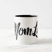 #MomLife、およびモダントレンディーハッシュタグデザイン ツートーンマグカップ (中央)