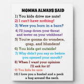 MOMMA ALWAYS SAID poster フォトプラーク (正面)