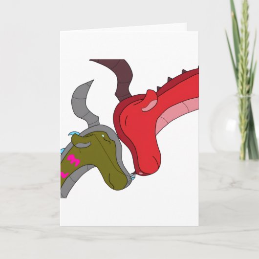 Momma & Baby Dragon Blank Inside Greeting Card カード (正面)