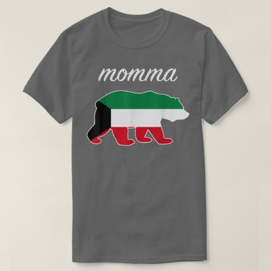 Momma Bear Kuwait Flag Kuwaiti Roots Tシャツ (デザイン正面)