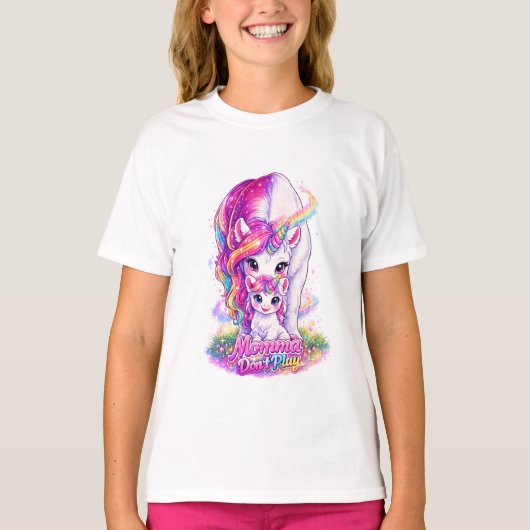 Momma Don’t Play – Magical Unicorn Love Tシャツ (正面)