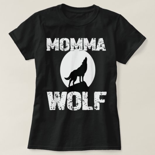 Momma Wolf Moon Silhouette Design Tシャツ (デザイン正面)