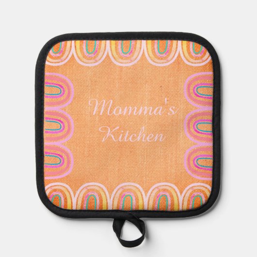 Momma's Kitchen Folk Rainbow Pattern 鍋敷き (正面)