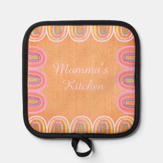 Momma's Kitchen Folk Rainbow Pattern 鍋敷き (正面)
