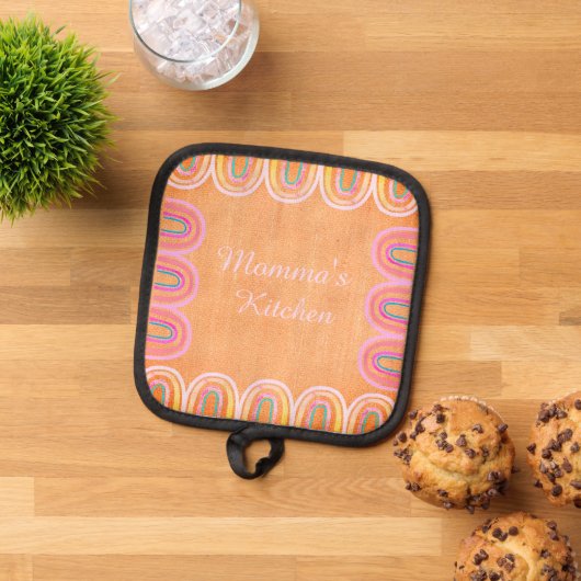 Momma's Kitchen Folk Rainbow Pattern 鍋敷き (トップダウン)