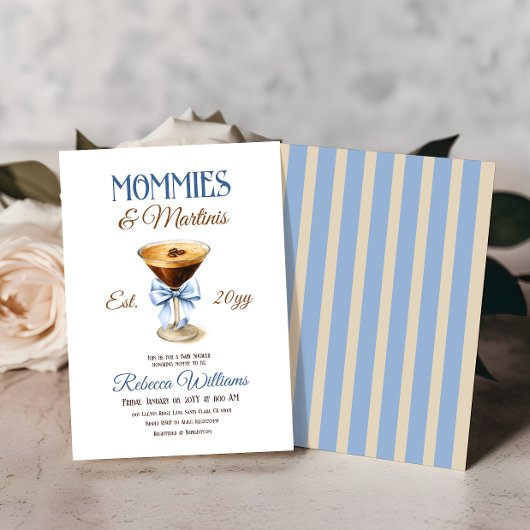 MommiesとMartini A Tini One Boy Baby Shower 招待状