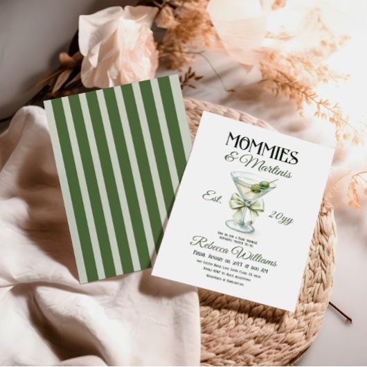 MommiesとMartini Tiniワンオリーブボウベイビーシャワー 招待状