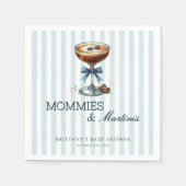 MommiesとMartinis Blue Bow Boy Baby Shower スタンダードカクテルナプキン (正面)