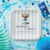 MommiesとMartinis Blue Bow Boy Baby Shower ペーパープレート (パーティー)
