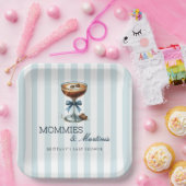 MommiesとMartinis Blue Bow Boy Baby Shower ペーパープレート (パーティー)