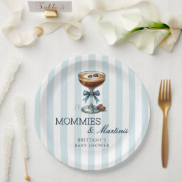 MommiesとMartinis Blue Bow Boy Baby Shower ペーパープレート
