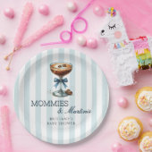 MommiesとMartinis Blue Bow Boy Baby Shower ペーパープレート (パーティー)