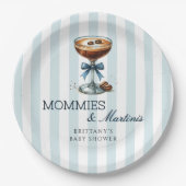 MommiesとMartinis Blue Bow Boy Baby Shower ペーパープレート (正面)