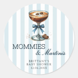 MommiesとMartinis Blue Bow Boy Baby Shower ラウンドシール