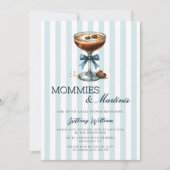 MommiesとMartinis Blue Bow Boy Baby Shower 招待状 (正面)