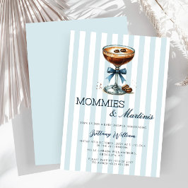 MommiesとMartinis Blue Bow Boy Baby Shower 招待状