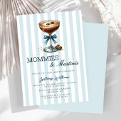 MommiesとMartinis Blue Bow Boy Baby Shower 招待状