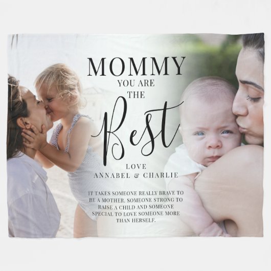 'MOMMY'あなたは写真の名最高の前と引用文 フリースブランケット (正面(横))