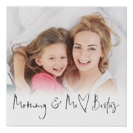 MommyとMe Bestiesフォトオーバーレイハートスクリプト フェイクキャンバスプリント