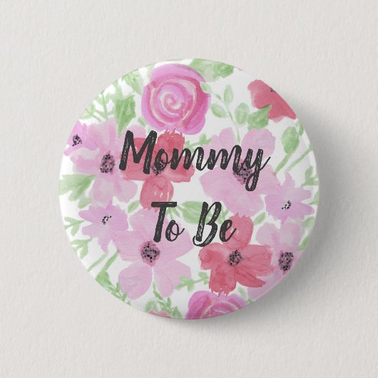 Mommyになる水の色フローラ赤ちゃんシャワー 缶バッジ (正面)