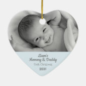 Mommyの最初のクリスマスソンの写真パーソナライズされたハート セラミックオーナメント (裏面)