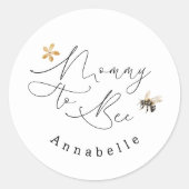 Mommyの野生の花の赤ちゃんシャワーセージ緑 ラウンドシール (正面)