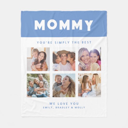 Mommyは単に写真最高ののコラージュでパーソナライズされたす フリースブランケット (正面)