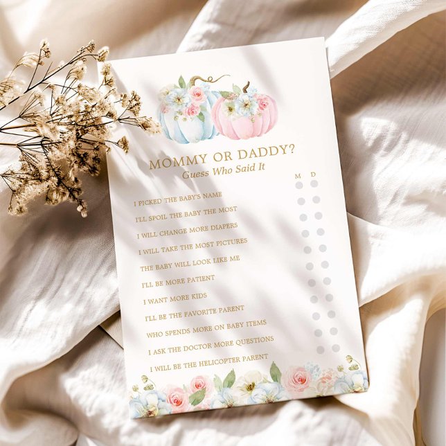 MommyまたはDaddyの秋性別リビールゲーム (Autumn Gender Reveal Mommy or Daddy Baby Shower Game)