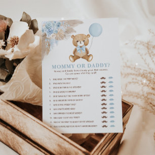 MommyまたはDaddy Boho Bearベビーシャワーゲームカード 招待状