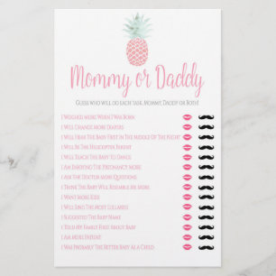 MommyまたはDaddy Pineapple夏の赤ちゃんシャワーゲーム チラシ