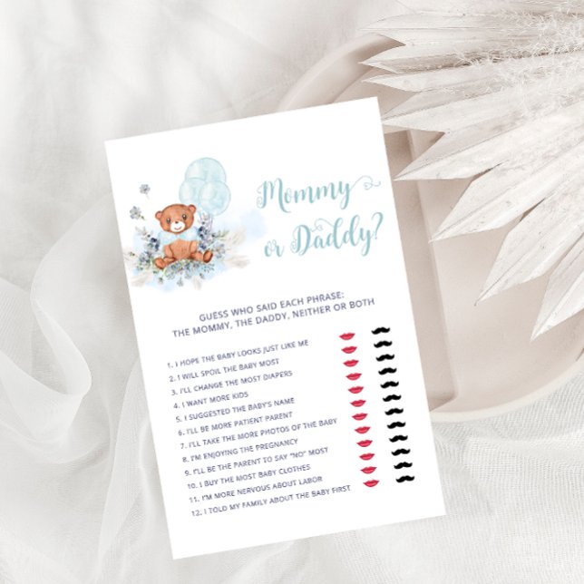 MommyまたはDaddy Teddy Bear Boy Baby Showerゲーム (クリエイターアップロード済み)