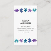 Mommyカード(ティール（緑がかった色）、紫、青のパズルピース付) コーリングカード (裏面)