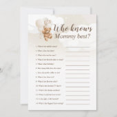 Mommyゲームカードを知っているニュートラルなテディ最高のベア 招待状 (正面)