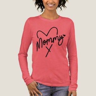 Mommyシンプルスクリプモダントタイポグラフィハート トライブレンドTシャツ