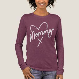 Mommyシンプルスクリプモダントタイポグラフィハート トライブレンドTシャツ