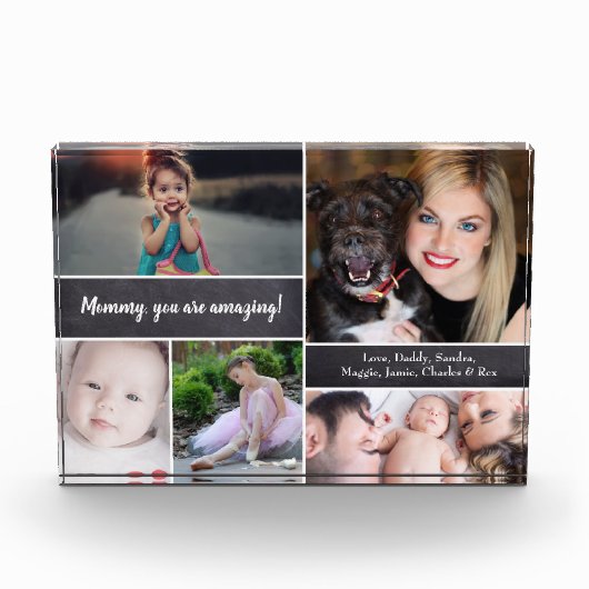 Mommyパーソナライズされた, chalkboard用フォトコラージュ フォトブロック (正面)