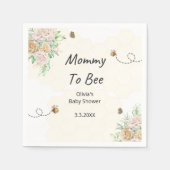 Mommyミツバチへのフローラ赤ちゃんシャワーナプキン スタンダードカクテルナプキン (正面)