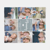 Mommyモダンパーソナライズされたの8枚のフォトコラージュ フリースブランケット (正面(横))