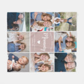 Mommyモダンパーソナライズされたの8枚のフォトコラージュ フリースブランケット (正面(横))